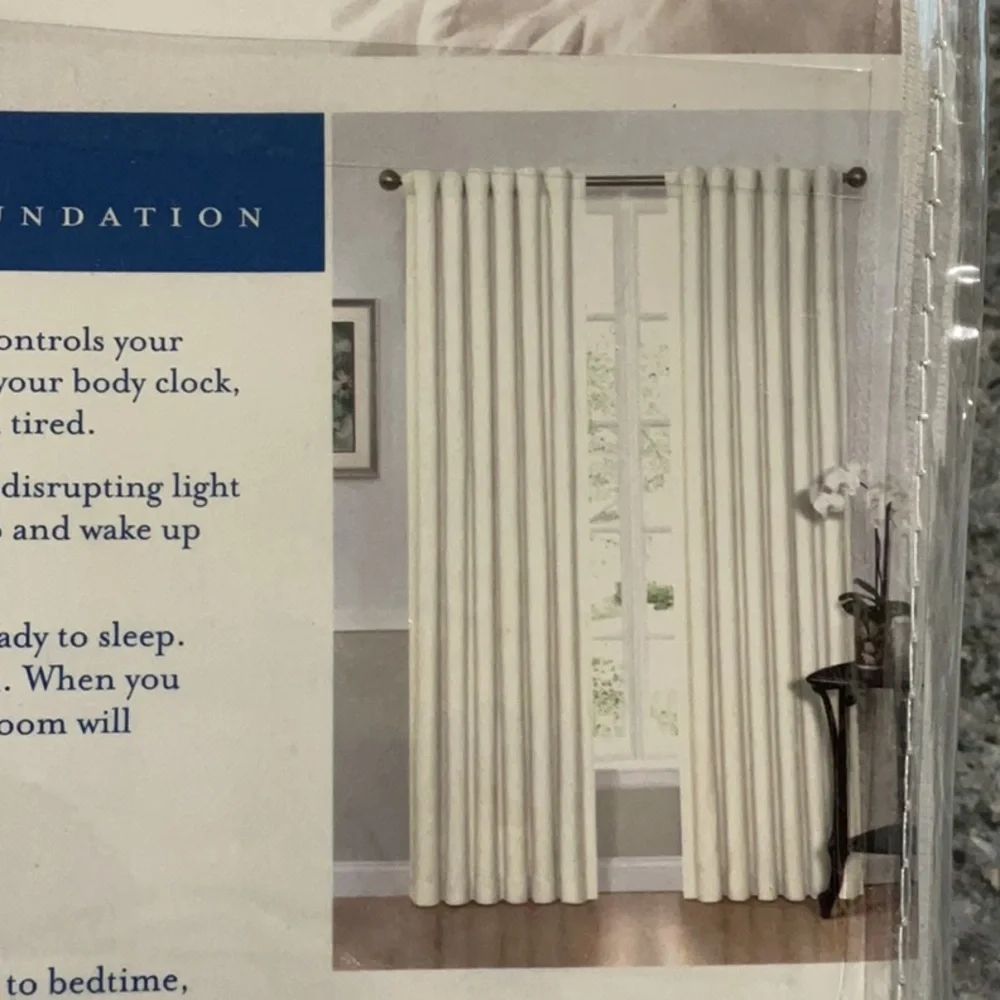 2 curtain panels. back tab. Room darkening. Nat Sleep Foundation, 52”x63”